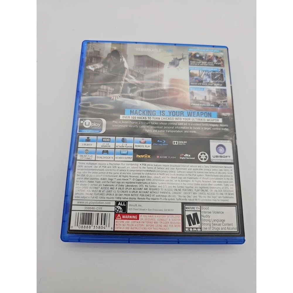 Watch Dogs + Watch Dogs 2 (Sony PlayStation 4, 2014) Tested And Working